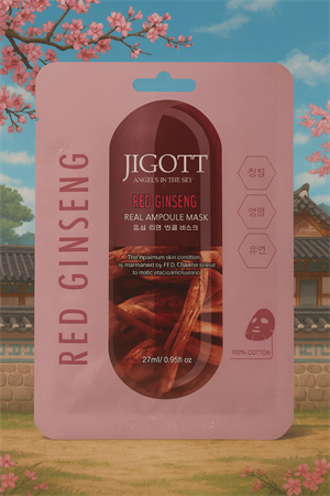 Тканевая маска для лица с экстрактом КРАСНОГО ЖЕНЬШЕНЯ 27мл Jigott (Корея) 235848868