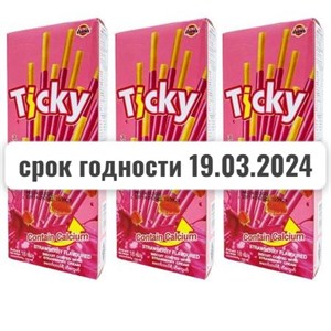 !!АКЦИЯ Бисквитные палочки покрытые клубничным кремом TICKY 18гр (Таиланд) - фото 8664