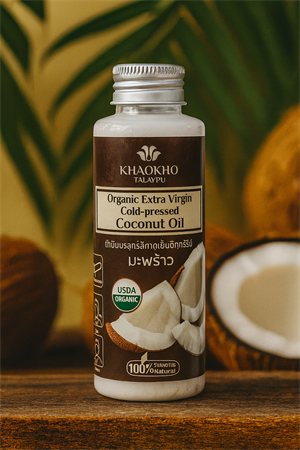Масло Кокосовое Холодного отжима 100% натуральное KHAOKHO 210мл (Таиланд) 00-00032523