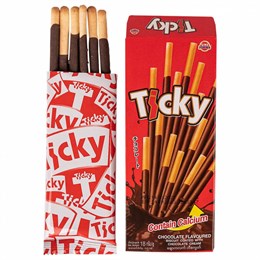 Бисквитные палочки TICKY покрытые шоколадным кремом, 20гр (Таиланд)